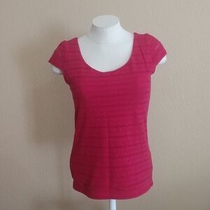 Ann Taylor Pink Eyelet Short Sleeve Top Size S